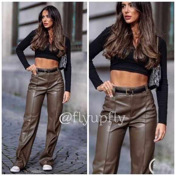 Zara Faux Leather Full Length Pants - Picture 3 of 11